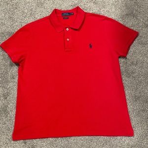 Kids Ralph Lauren Short Sleeve Polo in Red w. Blue pony. Size Large classic fit.
